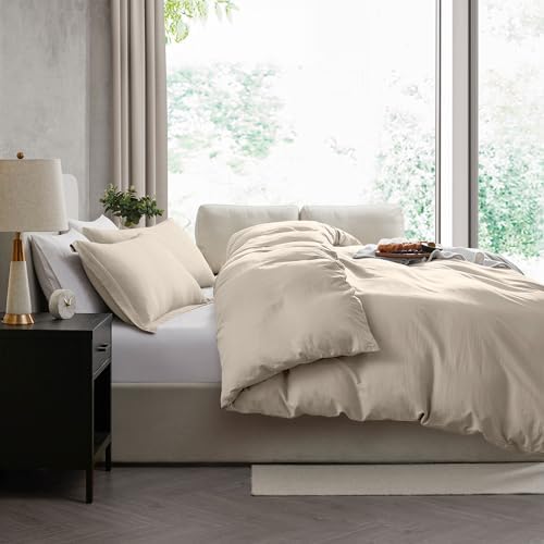 Hearth & Harbor Prewashed California King Duvet Cover Set, Linen