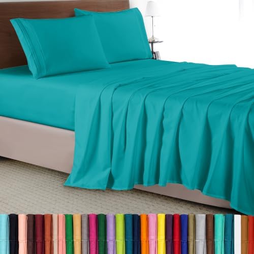 Elegant Comfort Luxury 4-Piece Bed Sheet Set - Luxury Bedding 1500 Premium Hotel Quality Microfiber, Wrinkle Resistant Cool & Breathable, Easy Elastic Fitted, California King, Teal