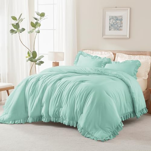 Andency Mint California King Comforter Set, 3 Pieces Shabby Chic Bedding
