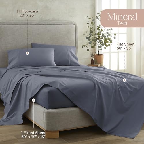 Whisper Organics 100% Organic Cotton Bed Sheets with Deep Pocket 3 Pc. Set