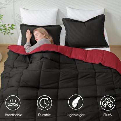 HIG 3pc Black Queen Size Bedding Comforter Set Duvet Insert Blanket