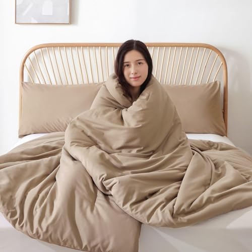ROSGONIA Alaskan King Comforter, Taupe, 136x120 Soft Bedding Blanket Quilt