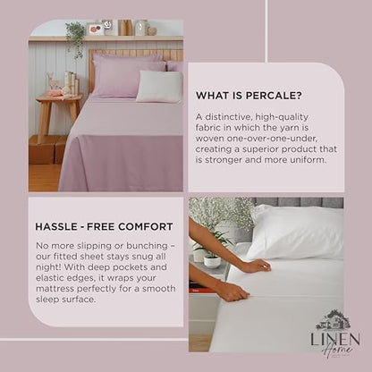 Linen Home 100% Cotton Percale Twin Size Fitted Sheet only Mauve Lavender