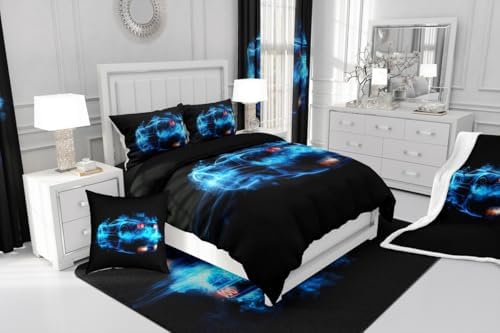 Kids Boys Sports Car Comforter Set Full Size Blue Race Car Bedding Sets for Kids Teens Room Decor Extreme Sports Theme Comforter Cool Speed Luxury Cars Decor Quilt Set Soft for All Season,Black Blue