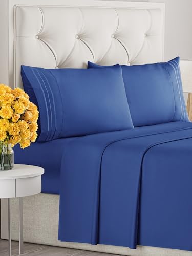Cal King Size 4 Piece Sheet Set - Ultra Soft & Cooling Sheets - Cobalt Blue