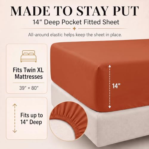 CozyLux Twin XL Comforter Terracotta, 5 Pieces Bed in a Bag