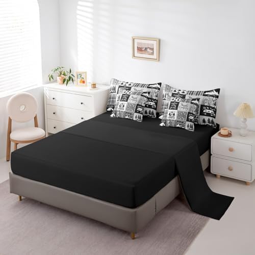 Erosebridal Rv Bedding Sets 7 Piece Plaid Camper Bed in A Bag Full Rustic Farmhouse Camping Bunk Comforter Set Camper Accessories for Travel Trailers,Woodland Travel Bed Set for Kids Boys Men