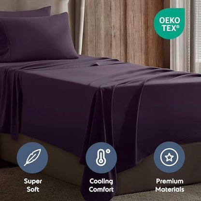 Nestl Twin XL Sheet Set - Bed Sheets - Purple - 3-Piece Deep Pocket