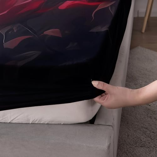 HOSIMA Floral Wolf Bedding Set Full for Teen,1 Fitted Sheet+2 Pillowcases.