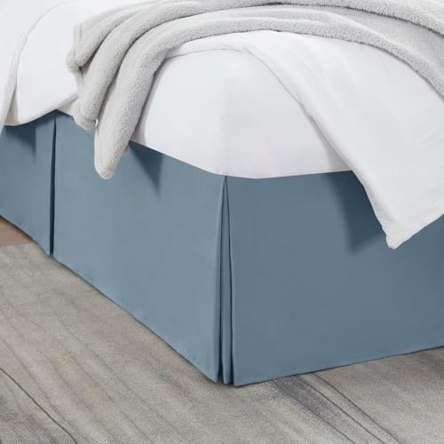 Nestl Stone Blue Twin XL Bed Skirt - Twin XL Size Bed Skirt 14 Inch Drop - Brushed Microfiber Bed Skirts - Hotel Quality Pleated Bed Skirt - Shrinkage & Fade Resistant