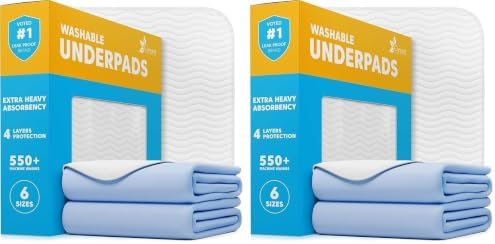 GREEN LIFESTYLE Washable Underpads - Large Bed Pads for use as Incontinence Bed Pads, Reusable Pet Pads, Great for Dogs, Cats, Bunny, Seniors Bed Pad (Pack of 20 - 34x36), Blue