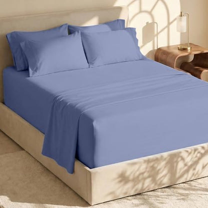 Hearth & Harbor Extra Deep Pocket Sheets - Fits Mattress 18-24 Inches Deep - Extra Deep Pocket California King Size - 6 Piece Cal King Sheets - Cal King, Steel Blue