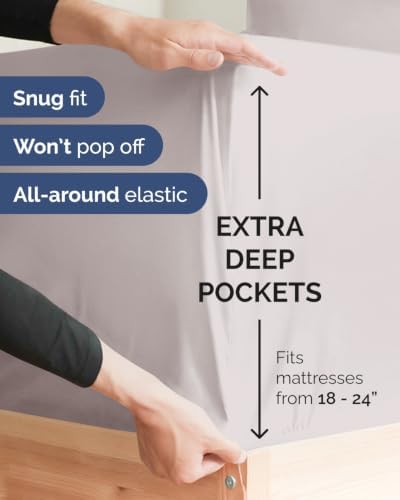 CGK Linens 2 Pack Extra Deep Twin XL Fitted Sheets - Light Grey