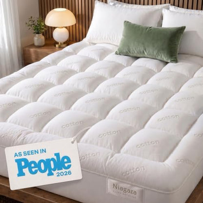 Niagara Sleep Solution 100% Cotton Top Full XL Mattress Pad, Pillow Top