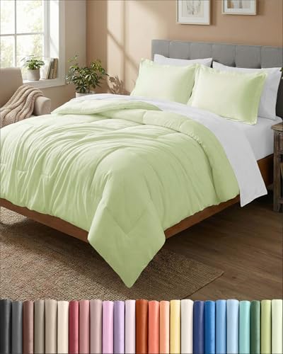 King Comforter Set - Light Sage Green All Season Bedding - 3 Piece Bed Set