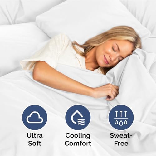 Full Size 4 Piece Sheet Set - Ultra Soft & Cooling Sheets - Bright White