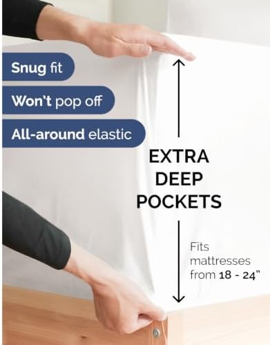 CGK Linens 2 Pack Extra Deep King Fitted Sheets - Antique White