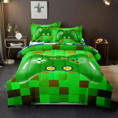 Twin Size Gaming Bedding Set for Teens Boys 5 Pieces Bed in A Bag