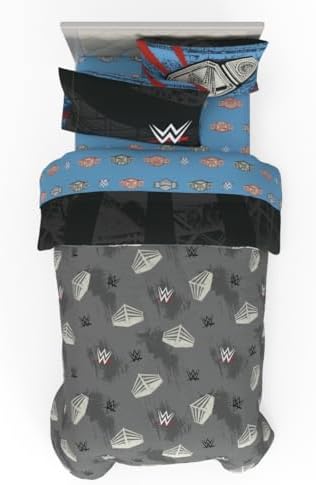 WWE Wrestlemania Bedding Set, Super Soft Microfiber Comforter & Sheet Set, 4-Piece Twin, (Officially Licensed Product) by Franco