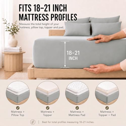 CozyLux Queen Sheet Set 6-Piece, 21-Inch Deep Pocket, Soft Brushed Feel