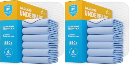 GREEN LIFESTYLE Washable Underpads - Large Bed Pads for use as Incontinence Bed Pads, Reusable Pet Pads, Great for Dogs, Cats, Bunny, Seniors Bed Pad (Pack of 12 - 30x34)
