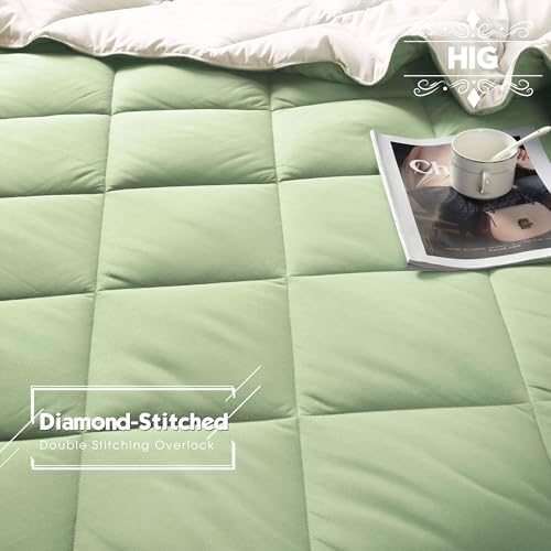 HIG 3pc Sage/Beige Queen Size Bedding Comforter Set Duvet Insert Blanket