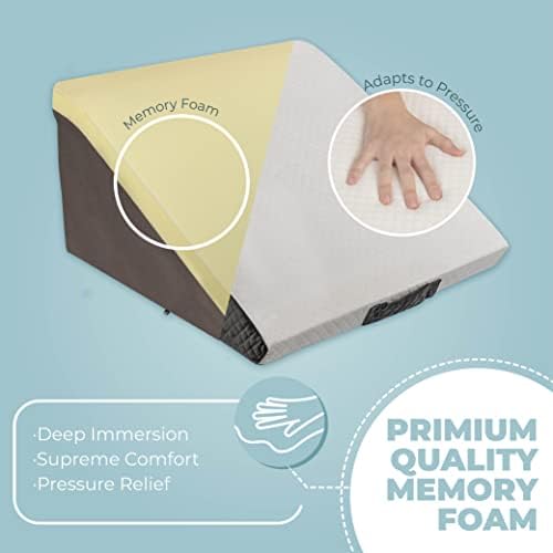 Kolbs Memory Foam Adjustable Bed Wedge Pillow - Wedge Pillow Set for After Surgery - 9 x 12 inch Height Chic Jacquard Cover Multi Use for Sleeping and Acid Reflux