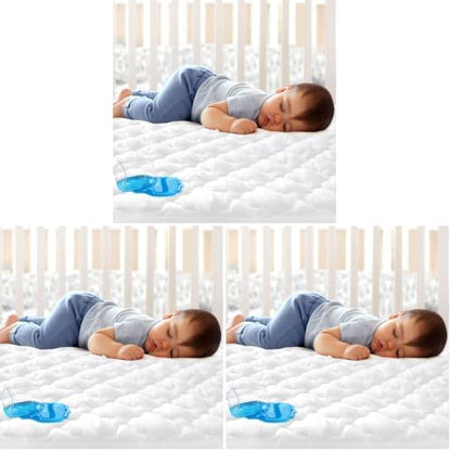 Crib Mattress Protector Sheets Fitted Waterproof Crib Mattress Pad Cover, Noiseless & Machine Wash 100% Absorbent Crib/Toddler Mattress Protector Sheet Quilted, White, 52" x 28" (Pack of 3)