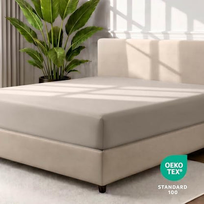 Bare Home Twin Fitted Sheet - 1800 Ultra-Soft (Twin, Khaki)