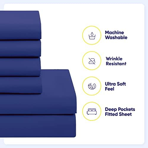 Sweet Home Collection 5 Piece Comforter Set Bag Solid Color All Season Soft Down Alternative Blanket & Luxurious Microfiber Bed Sheets, Royal Blue, Twin