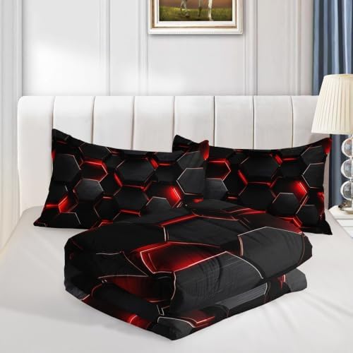 Hexagonal Geometric Comforter Set Twin Size with 2 Pillowcases.
