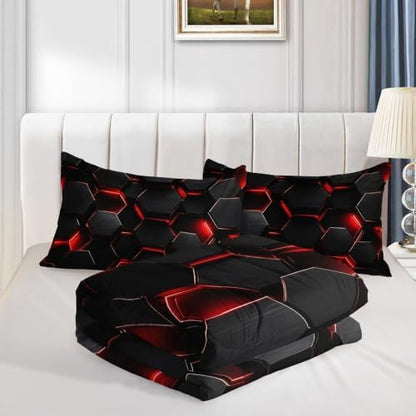 Hexagonal Geometric Comforter Set Twin Size with 2 Pillowcases.