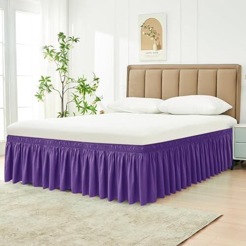 Wrap Around Bed Skirt Dorm Twin & Twin XL 15" Drop-Elastic Dust Ruffle