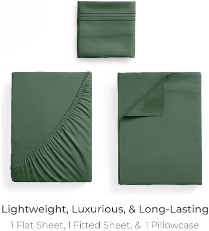 Mellanni Iconic 3-Piece, Ultra Soft Sheet Set (Twin XL, Emerald Green)