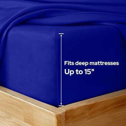 HOMEIDEAS King Size Bed Sheets - 6 Piece Set (Royal Blue) - Extra Soft Brushed Microfiber 1800 Bedding Sheets, Deep Pocket, Wrinkle & Fade Free