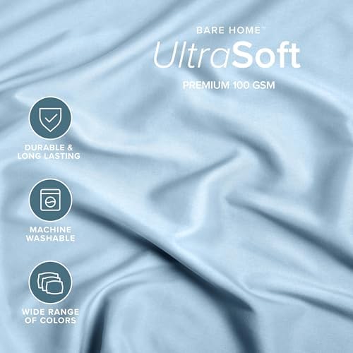 Bare Home Cal King Fitted Sheet - 1800 Ultra-Soft (Cal King, Light Blue)