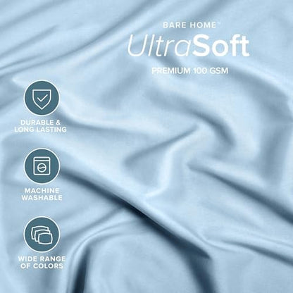 Bare Home Cal King Fitted Sheet - 1800 Ultra-Soft (Cal King, Light Blue)