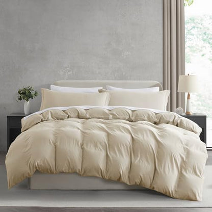 Hearth & Harbor Prewashed King Duvet Cover Set, Beige Cream