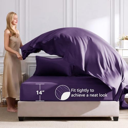 CozyLux Queen Comforter Set 88"x88" Purple - 7 Piece Bed in a Bag