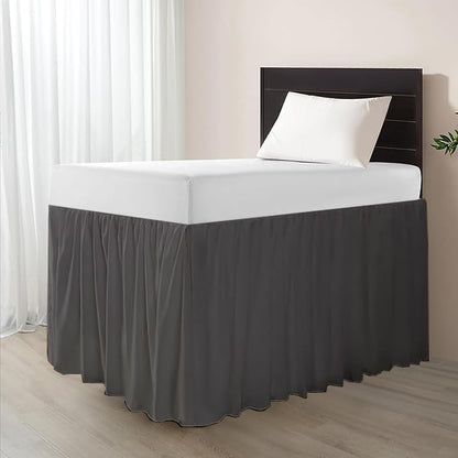 eBeddy Linens Split Corner Dust Ruffle Dorm Bed Skirt Twin XL – 34 Inch Drop, 100% Microfiber, Extra Long Bed Skirt for College Dorm, Platform Style, Dark Grey Solid, Hidden Storage Solution, Easy Fit