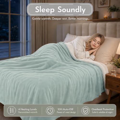 Electric Heated Blanket 90"x100" King Size, Spring Green