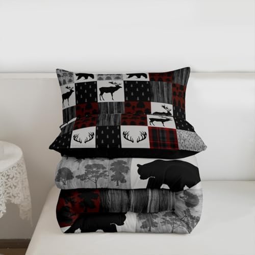 Feelyou Moose Bedding Set Queen Size 3 Piece for Boys Girls Women Men