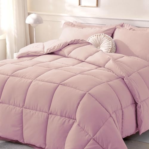 DOWNCOOL Comforters King Size, Light Pink Duvet Insert, Lightweight Quilt