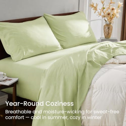GOKOTTA 4 Piece Cal King Sheet Set - Soft, Breathable & Cozy - Light Green