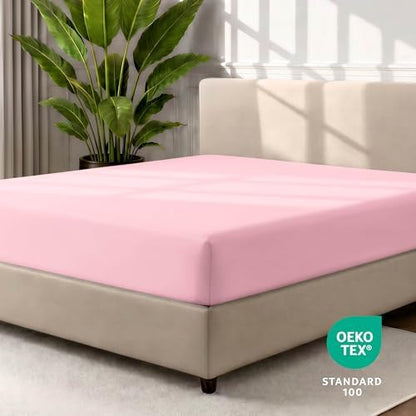 Bare Home Twin XL Fitted Sheet - 1800 Ultra-Soft (Twin XL, Light Pink)