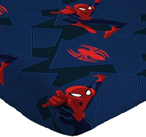 Jay Franco Kids Sheet Set with Fitted, Flat Sheets & Pillow Cover - Ultra-Soft Bedding with Pillowcase for Room Decor, Blue - Spiderman, 4 Piece Full