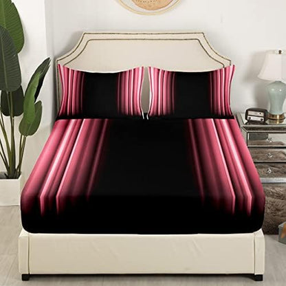 Feelyou Abstract Ombre Bed Sheets Kids Teens Pink and Black Bedding Set Room Decor 3Pcs King Size