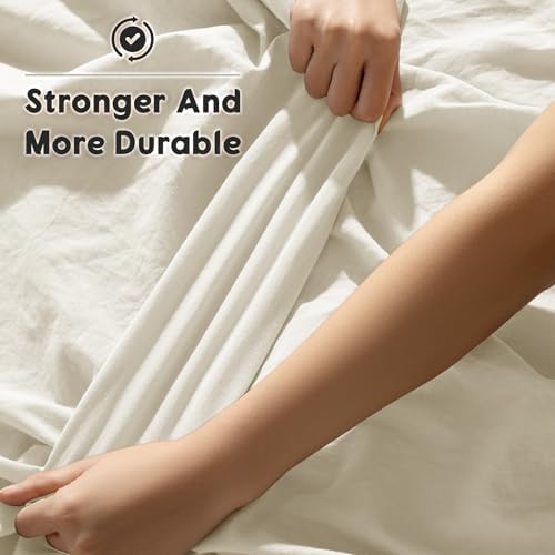 SONORO KATE 100% French Linen Queen Size Sheets Set,Extra Deep Pocket,4PC