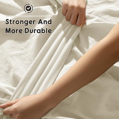SONORO KATE 100% French Linen Queen Size Sheets Set,Extra Deep Pocket,4PC