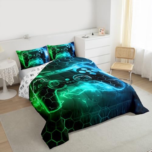 Feelyou Kids Boys Green Gamer Bedding Set Twin Size